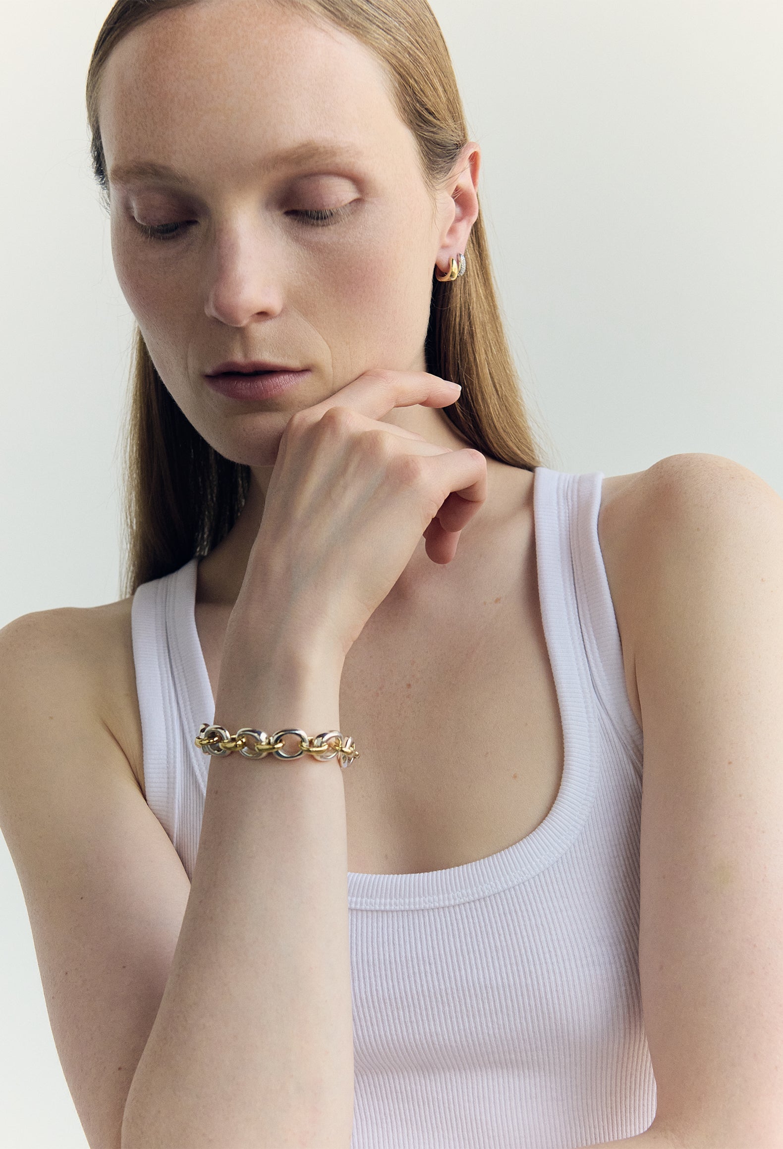 JUMBO Link Bracelet in Multi 14 (silver + solid 14K Yellow Gold)